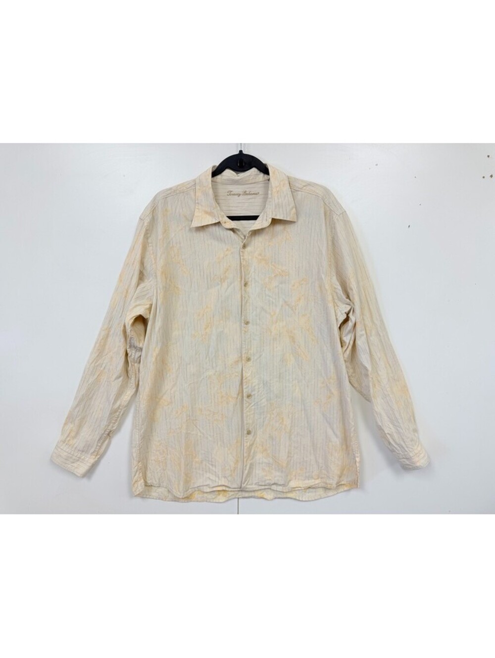 Tommy Bahama Men’s XL Tropical Floral Long Sleeve Shirt Cream Beige Button Up